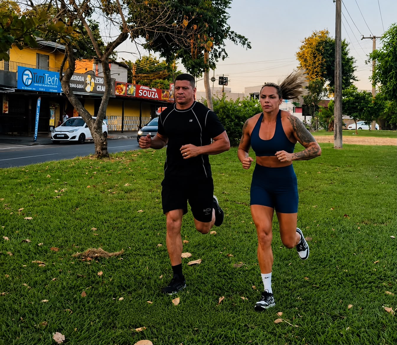 Anderson e Lenister correndo durante treinamento de preparação para TAF